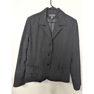 Blacker by Stanley Blacker Blazer Womens Size 14 Black Textured Jacket  Buttons